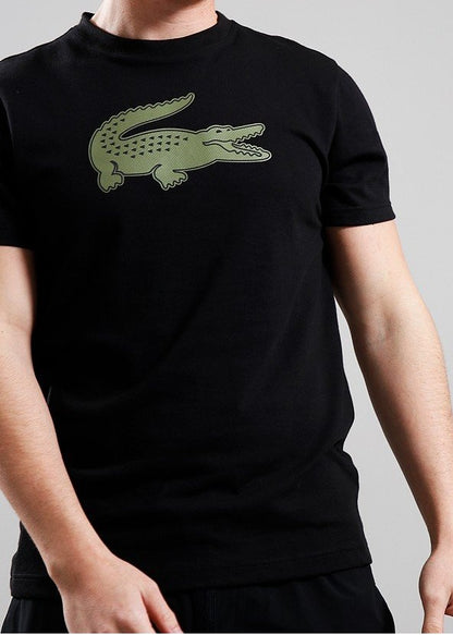 LACOSTE CREW NECK LARGE CROC LOGO COTTON T-SHIRT BLACK/GREEN 2XL RRP £60 BNWT