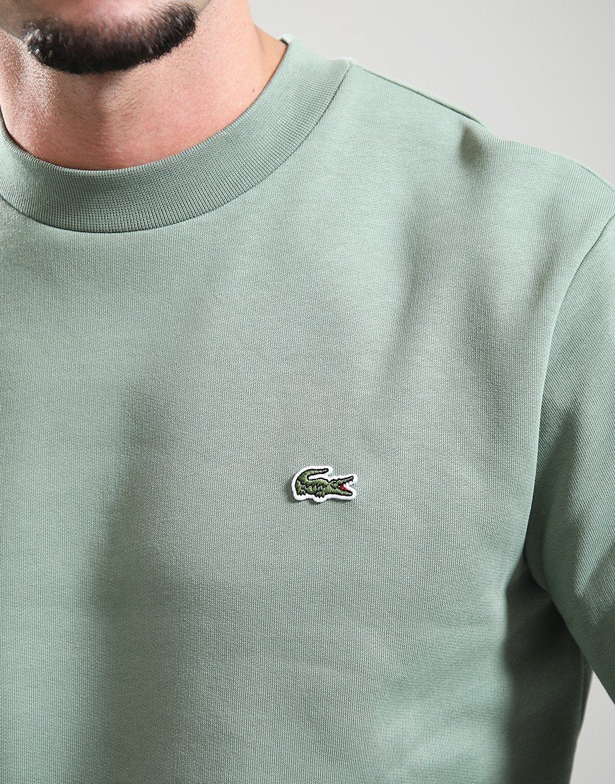 LACOSTE CREW NECK COTTON FLEECE SWEATSHIRT THYME GREEN RRP £109 NEW