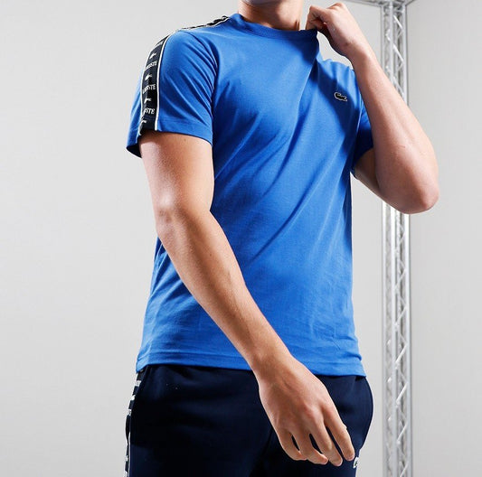 LACOSTE LOGO STRIPE COTTON T-SHIRT SAPPHIRE BLUE XL RRP £60 BNWT