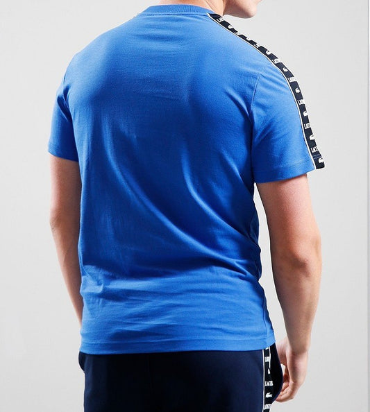 LACOSTE LOGO STRIPE COTTON T-SHIRT SAPPHIRE BLUE XL RRP £60 BNWT