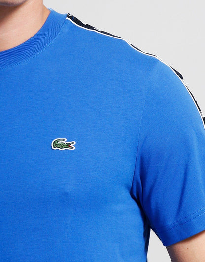 LACOSTE LOGO STRIPE COTTON T-SHIRT SAPPHIRE BLUE XL RRP £60 BNWT