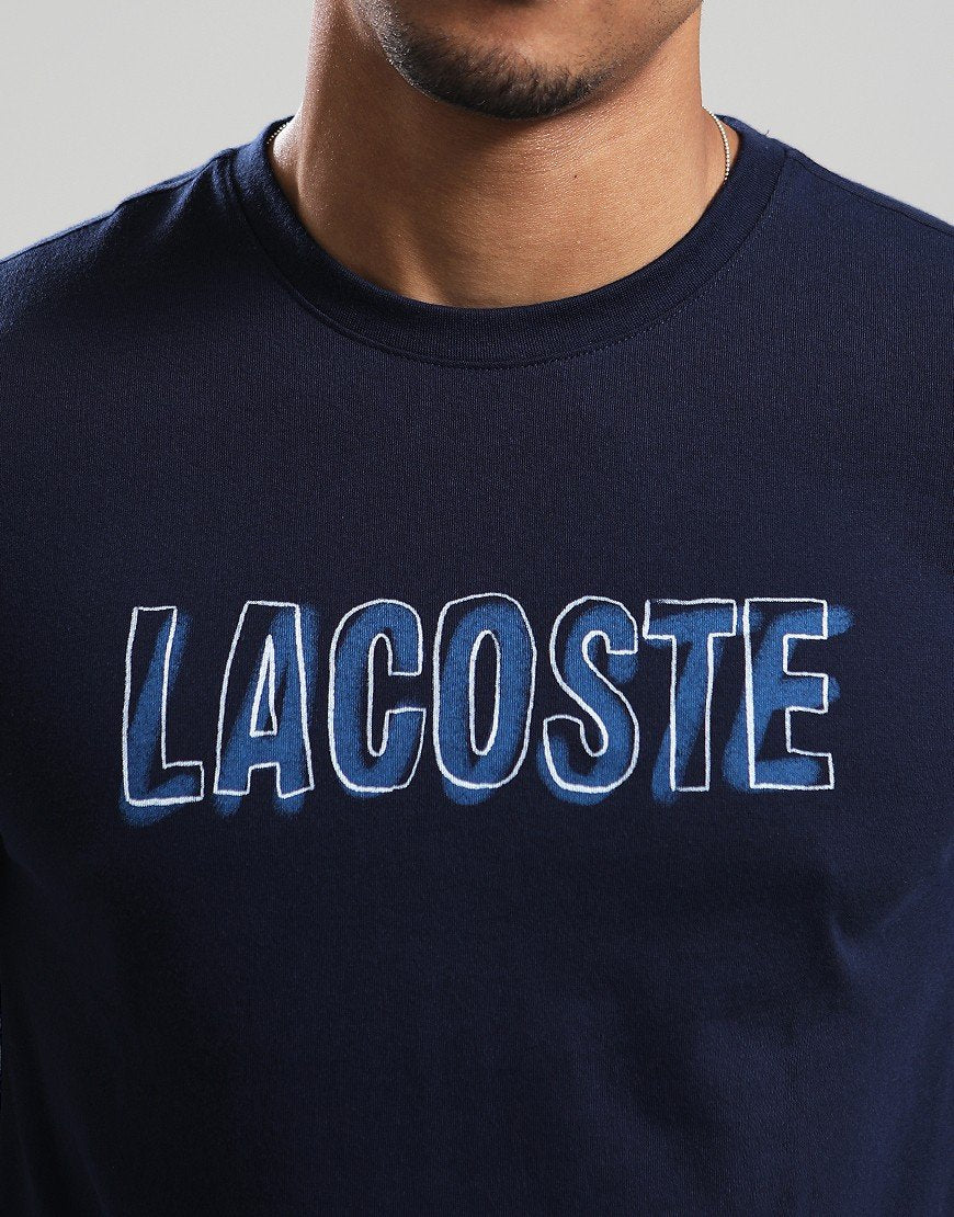 LACOSTE ULTRA DRY PRINTED COTTON T-SHIRT NAVY BLUE 2XL RRP £60 BNWT