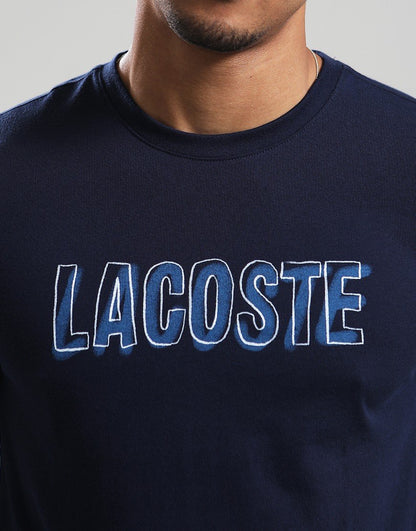 LACOSTE ULTRA DRY PRINTED COTTON T-SHIRT NAVY BLUE 2XL RRP £60 BNWT
