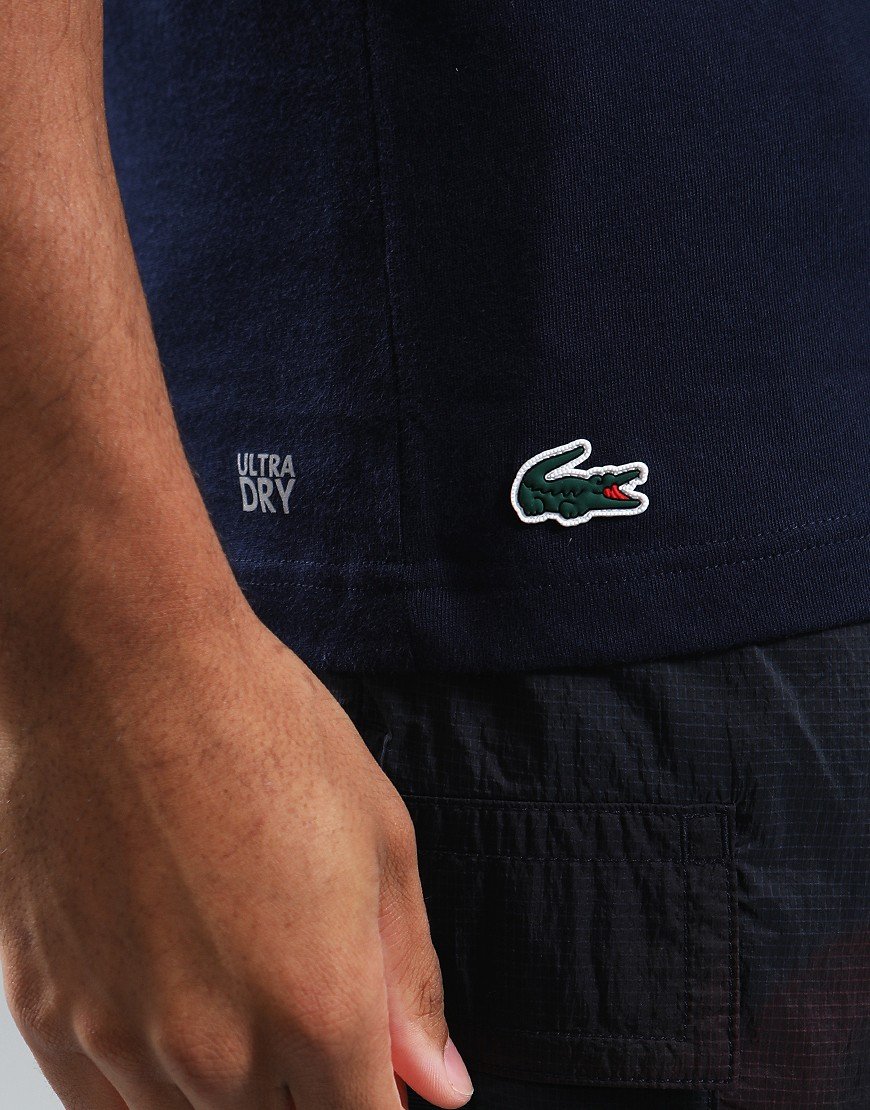 LACOSTE ULTRA DRY PRINTED COTTON T-SHIRT NAVY BLUE 2XL RRP £60 BNWT