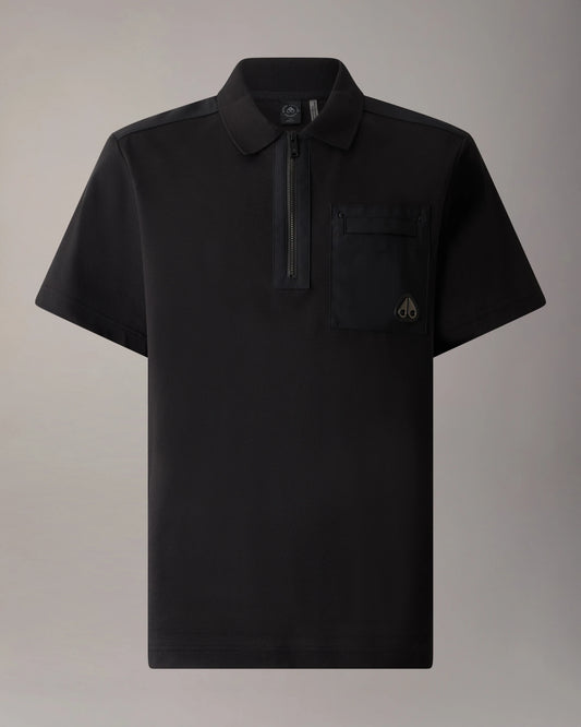 MOOSE KNUCKLES DALON PIQUE COTTON POCKET POLO SHIRT BLACK RRP £150 BNWT