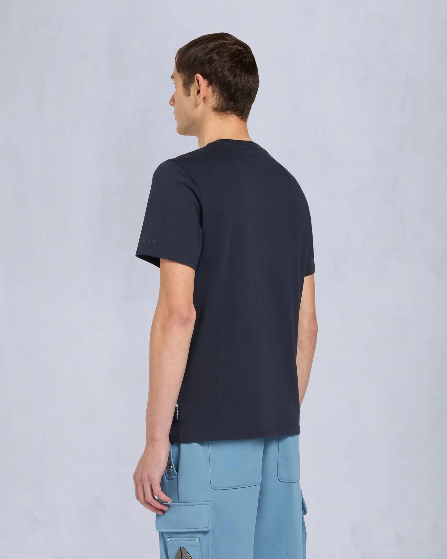 MOOSE KNUCKLES CRESCENT COTTON T-SHIRT NAVY BLUE M RRP £90 BNWT