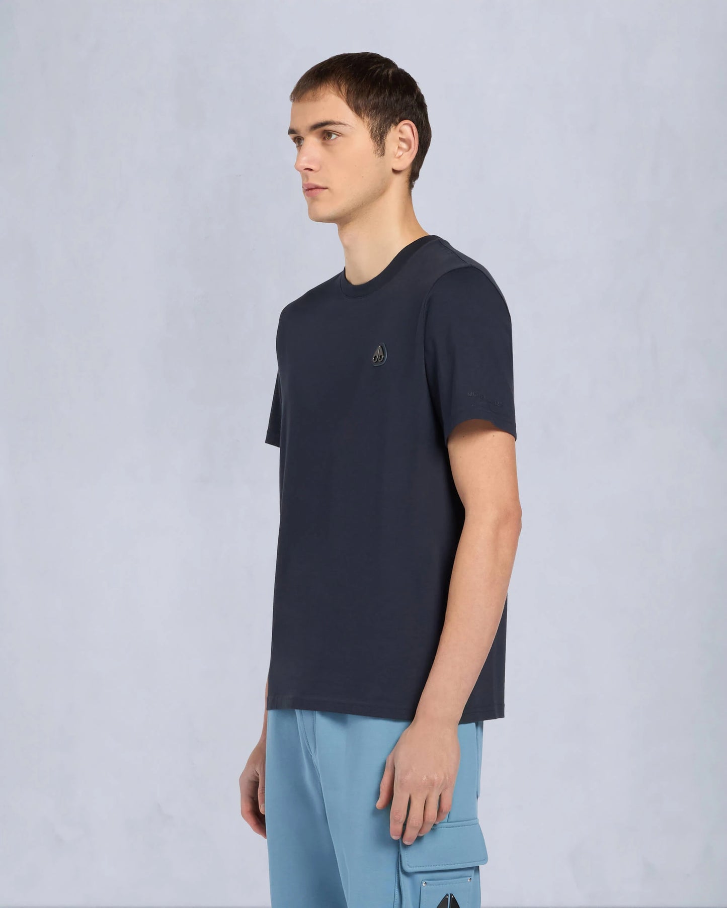 MOOSE KNUCKLES CRESCENT COTTON T-SHIRT NAVY BLUE M RRP £90 BNWT