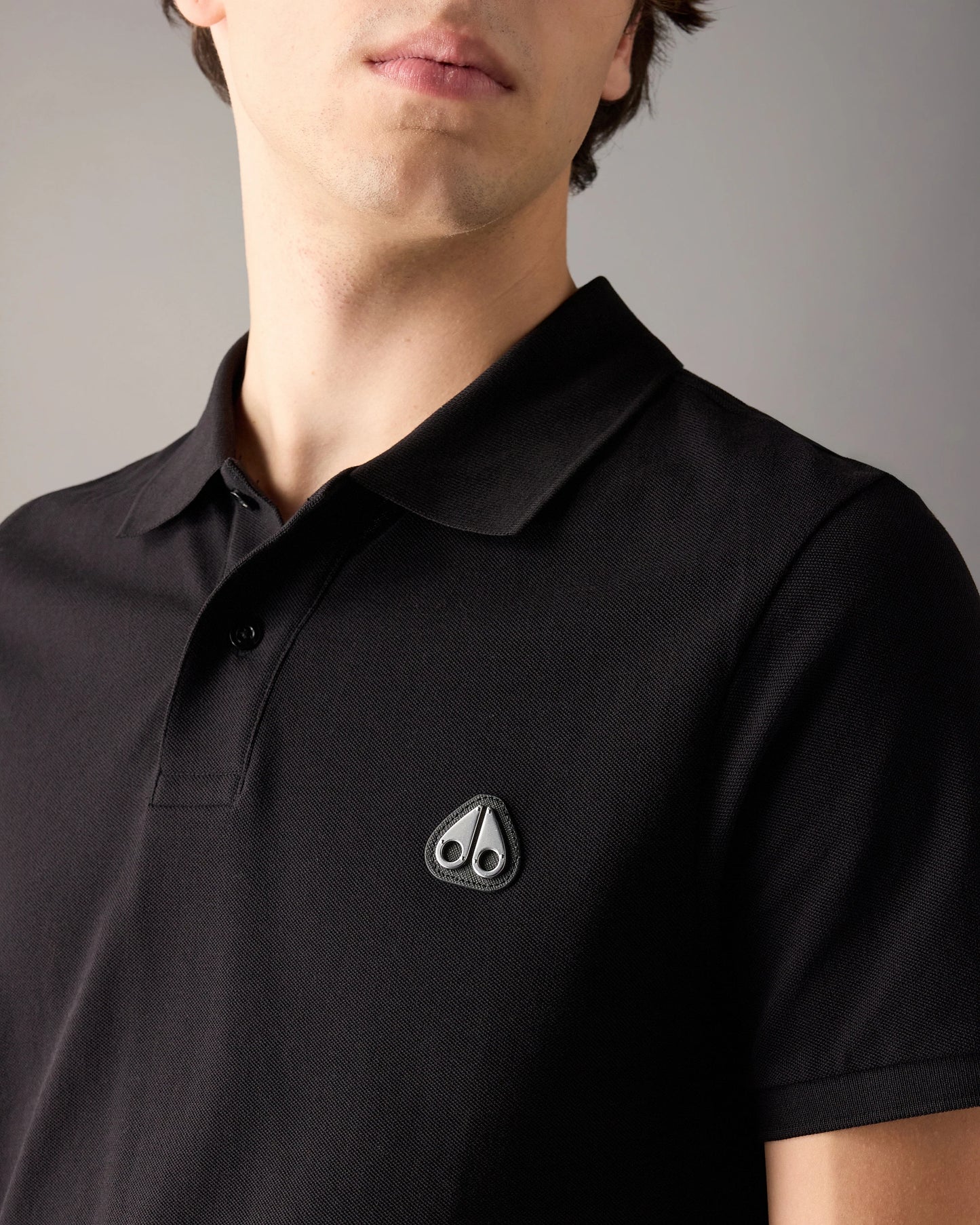 MOOSE KNUCKLES EVERETT PIQUE COTTON POLO SHIRT BLACK RRP £130 BNWT