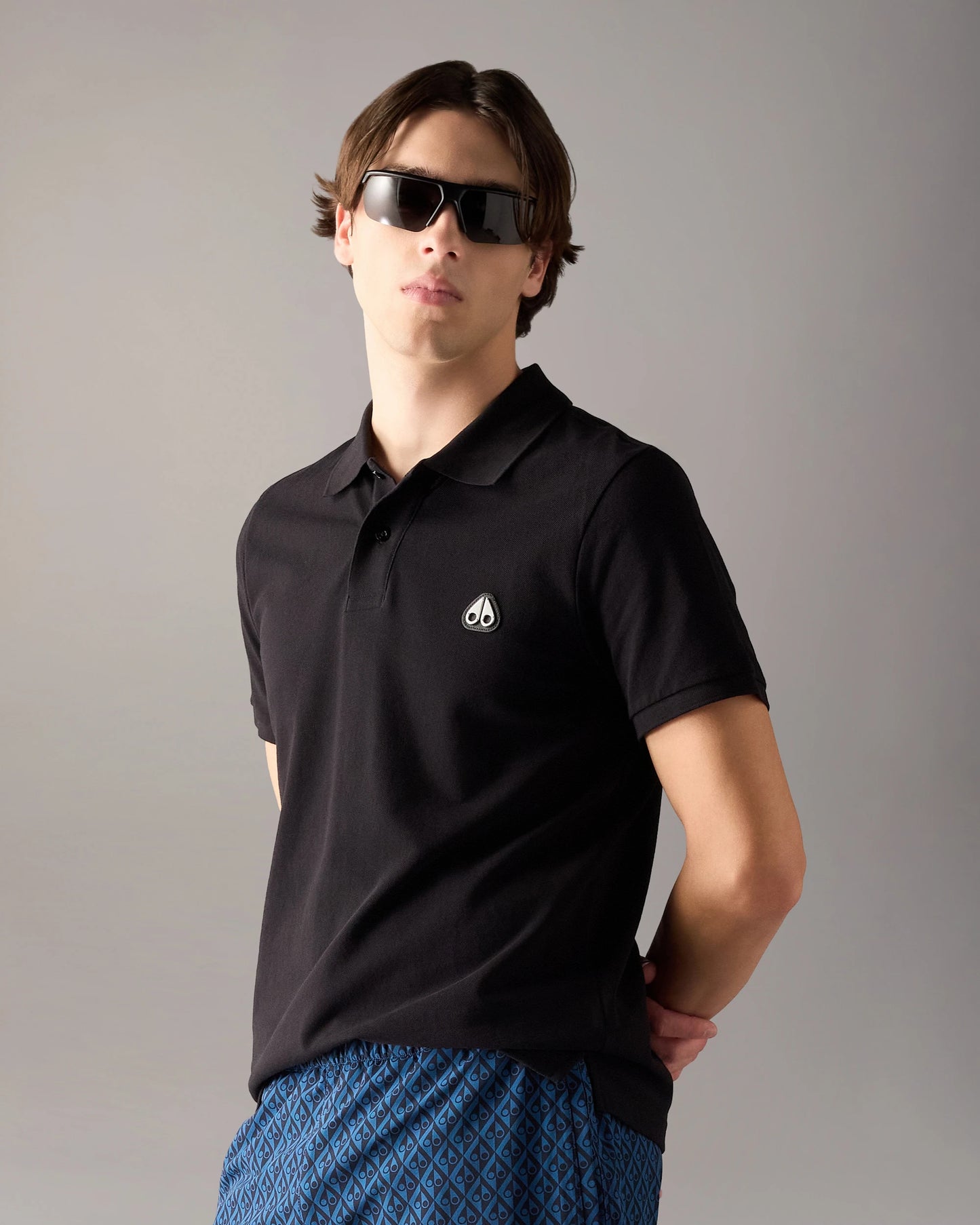 MOOSE KNUCKLES EVERETT PIQUE COTTON POLO SHIRT BLACK RRP £130 BNWT