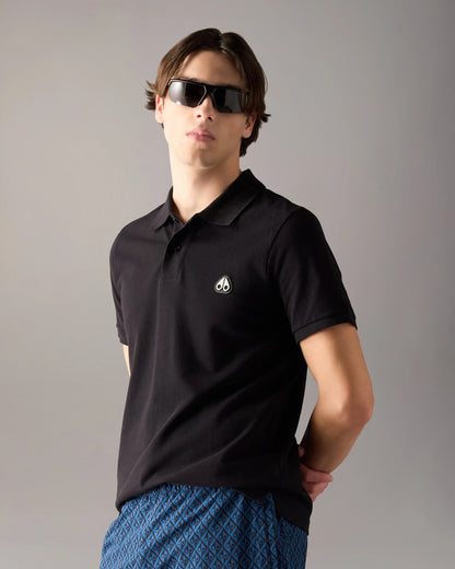 MOOSE KNUCKLES EVERETT PIQUE COTTON POLO SHIRT BLACK RRP £130 BNWT