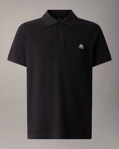 MOOSE KNUCKLES EVERETT PIQUE COTTON POLO SHIRT BLACK RRP £130 BNWT