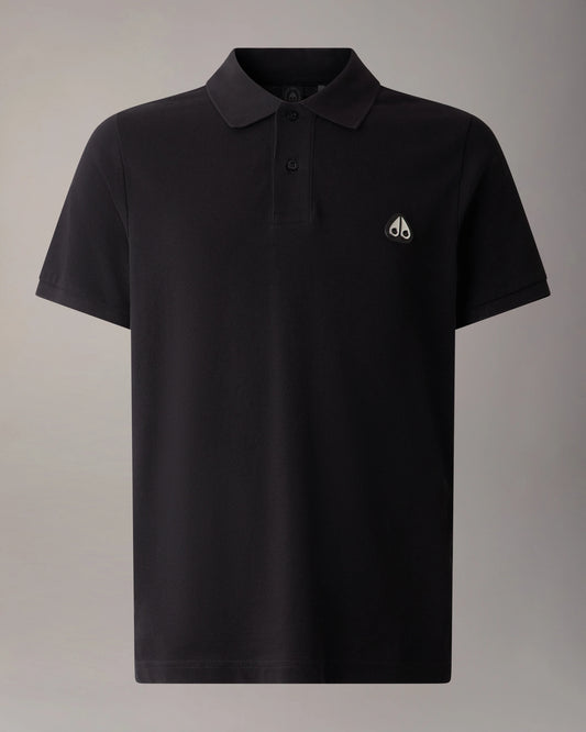 MOOSE KNUCKLES EVERETT PIQUE COTTON POLO SHIRT BLACK RRP £130 BNWT
