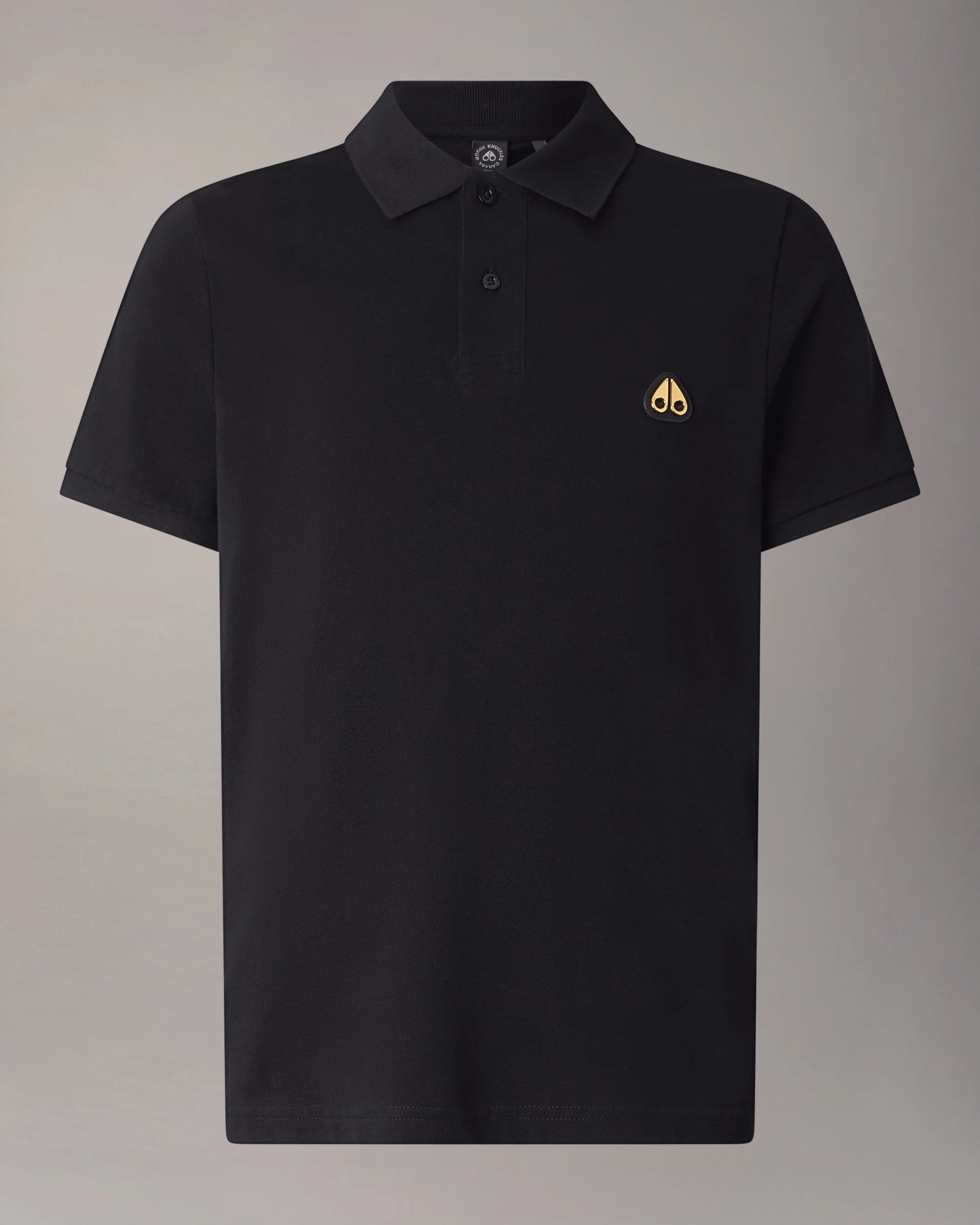 MOOSE KNUCKLES GOLD SERIES EVERETT PIQUE COTTON POLO SHIRT BLACK L RRP £154 NEW