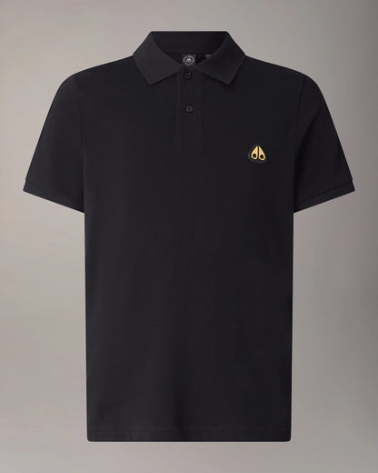 MOOSE KNUCKLES GOLD SERIES EVERETT PIQUE COTTON POLO SHIRT BLACK L RRP £154 NEW