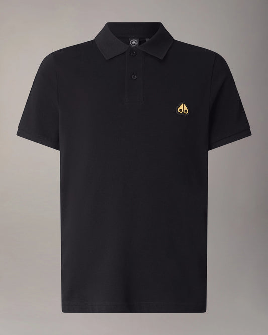 MOOSE KNUCKLES GOLD SERIES EVERETT PIQUE COTTON POLO SHIRT BLACK L RRP £154 NEW