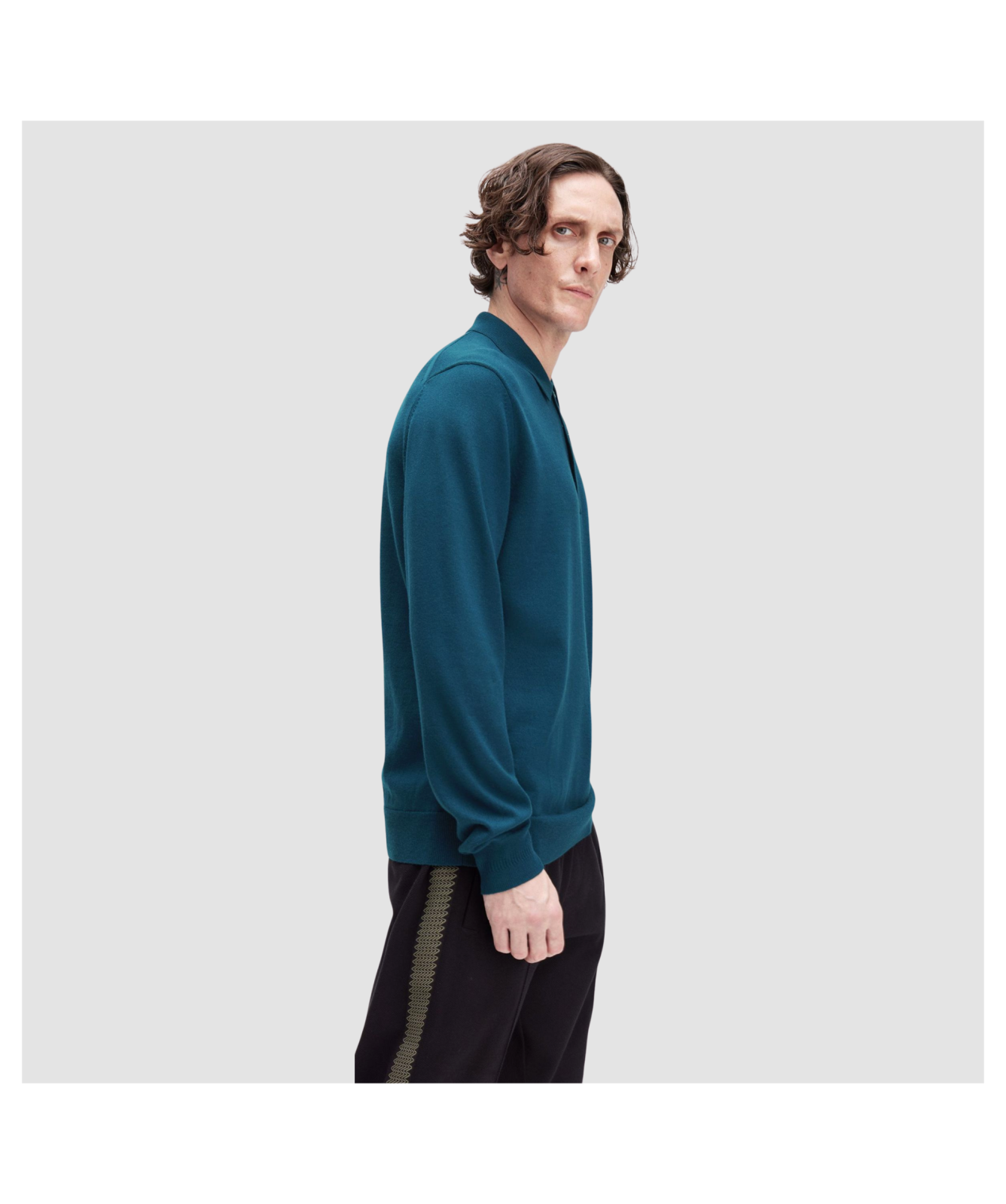 FRED PERRY MERINO WOOL BLEND KNIT POLO JUMPER DARK PETROL RRP £140 BNWT