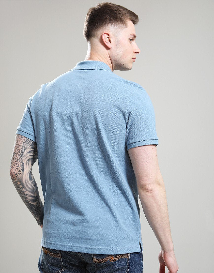 MOOSE KNUCKLES EVERETT PIQUE COTTON POLO SHIRT SEA BLUE M RRP £130 BNWT