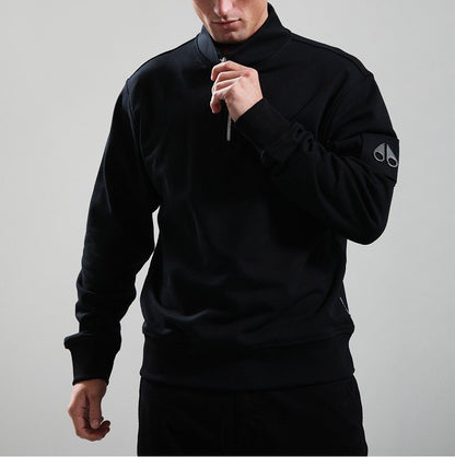 MOOSE KNUCKLES HARTSFIELD QUARTER ZIP COTTON SWEATSHIRT BLACK XL RRP £250 BNWT