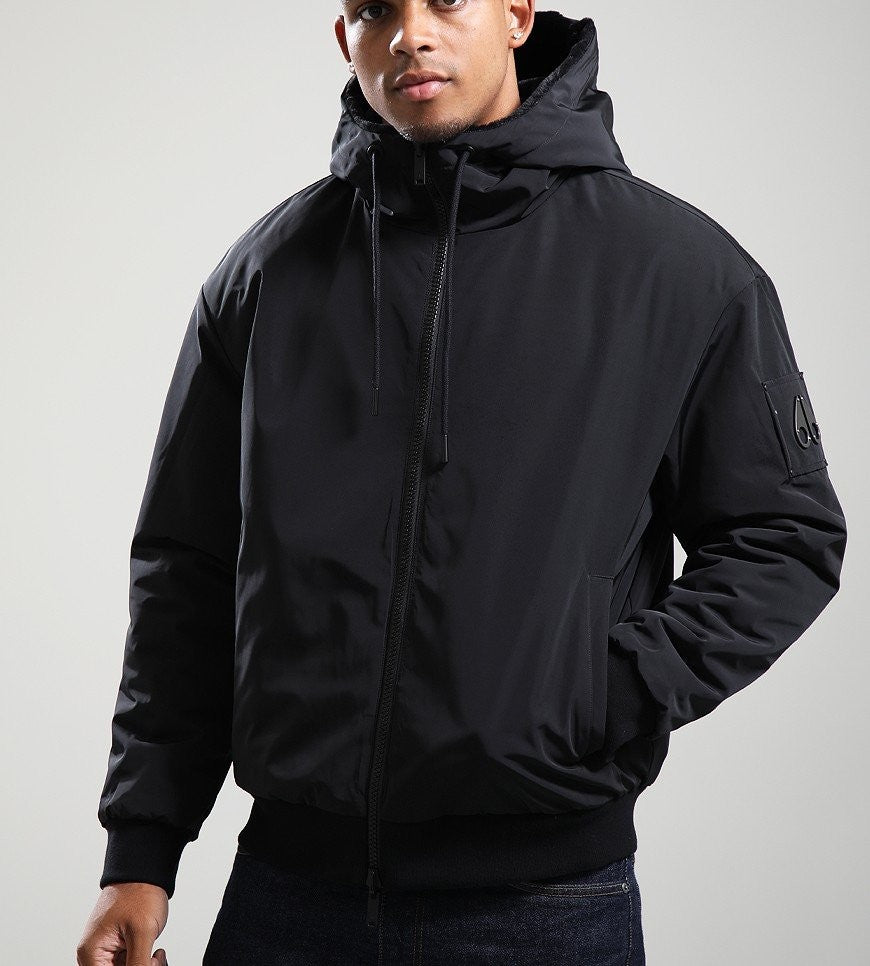 MOOSE KNUCKLES ROLAND REVERSIBLE HOODED FAUX FUR/SHELL JACKET BLACK RRP £550 BNWT