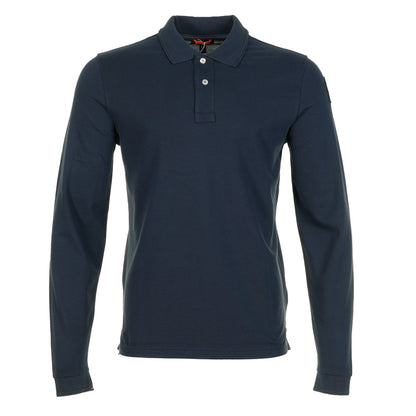 PARAJUMPERS OBERON LONG SLEEVE SLIM FIT PIQUE COTTON POLO SHIRT NAVY BLUE RRP £120 BNWT