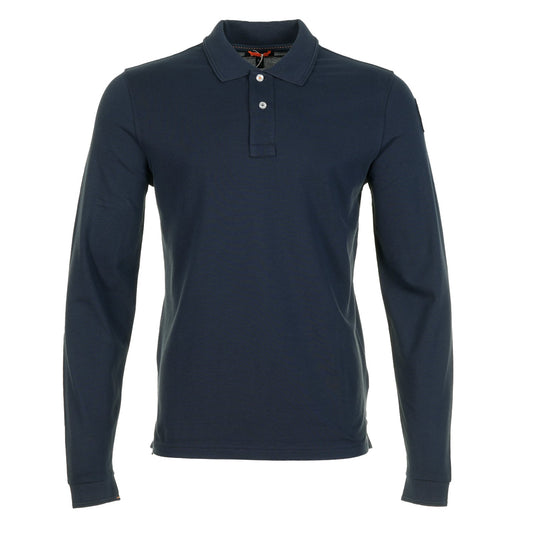 PARAJUMPERS OBERON LONG SLEEVE SLIM FIT PIQUE COTTON POLO SHIRT NAVY BLUE RRP £120 BNWT