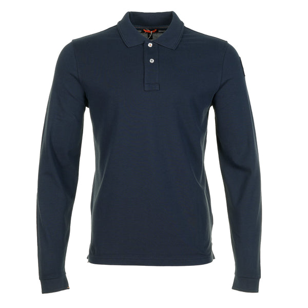 PARAJUMPERS OBERON LONG SLEEVE SLIM FIT PIQUE COTTON POLO SHIRT NAVY BLUE RRP £120 BNWT