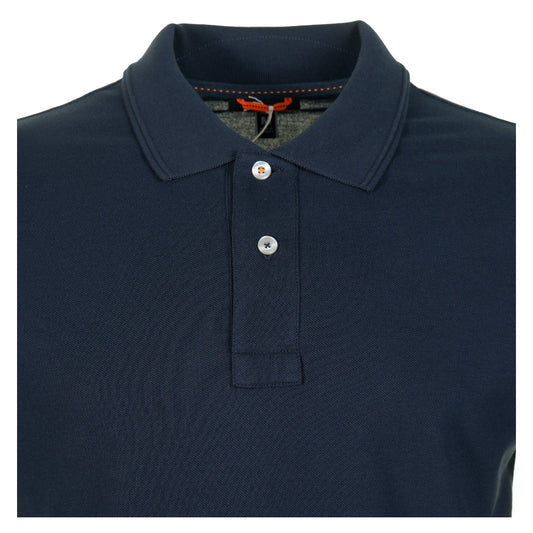 PARAJUMPERS OBERON LONG SLEEVE SLIM FIT PIQUE COTTON POLO SHIRT NAVY BLUE RRP £120 BNWT