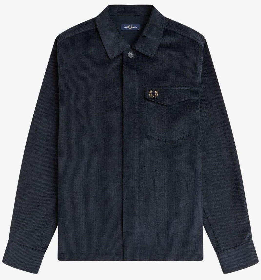 FRED PERRY CORDUROY OVERSHIRT JACKET NAVY BLUE LARGE RRP £160 BNWT