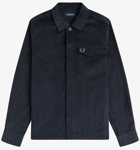 FRED PERRY CORDUROY OVERSHIRT JACKET NAVY BLUE LARGE RRP £160 BNWT