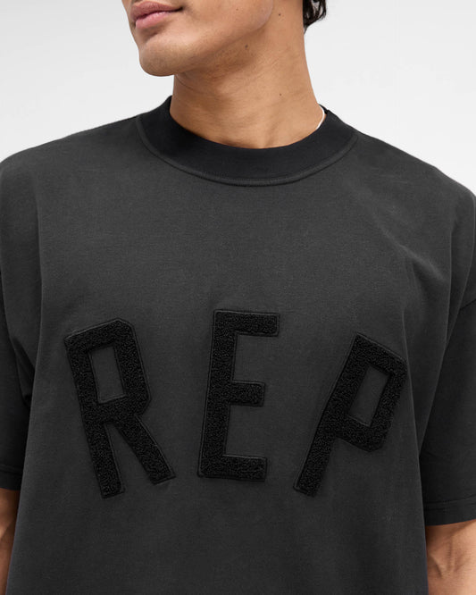 REPRESENT REP APPLIQUE COTTON T-SHIRT JET BLACK RELAXED FIT 2XL RRP £100 BNWT