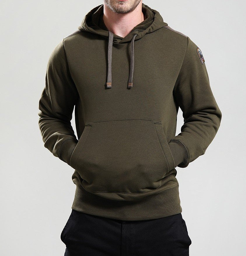 PARAJUMPERS EVEREST COTTON FLEECE HOODIE SWEATSHIRT DEEP MOSS GREEN RRP £185 BNWT