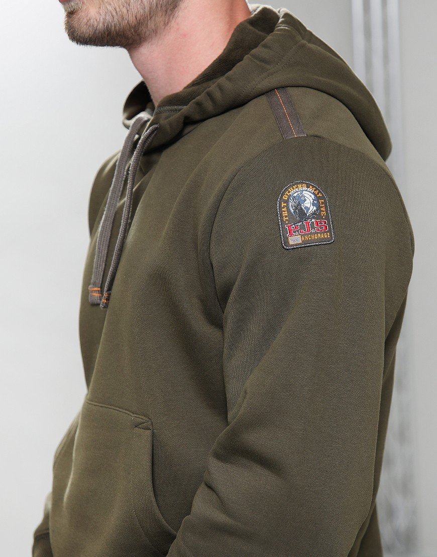 PARAJUMPERS EVEREST COTTON FLEECE HOODIE SWEATSHIRT DEEP MOSS GREEN RRP £185 BNWT