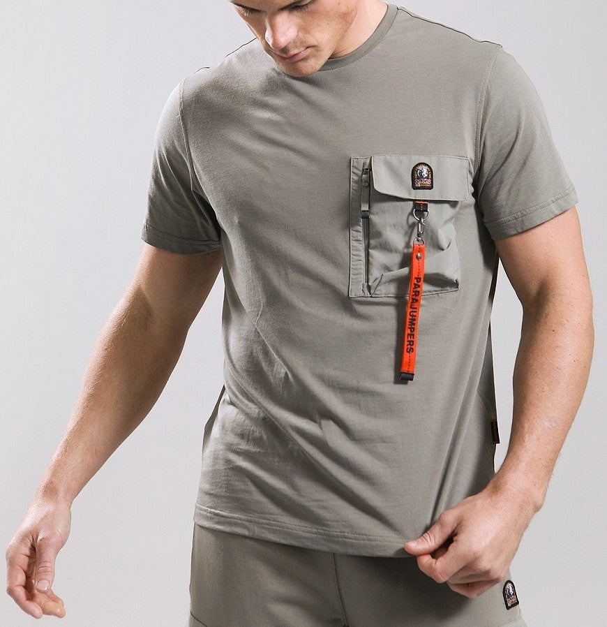 PARAJUMPERS MOJAVE PATCH LOGO POCKET T-SHIRT NOWHERE BEIGE M RRP £105 BNWT