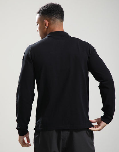 PARAJUMPERS OBERON LONG SLEEVE SLIM FIT PIQUE COTTON POLO SHIRT BLACK 2XL RRP £120 BNWT