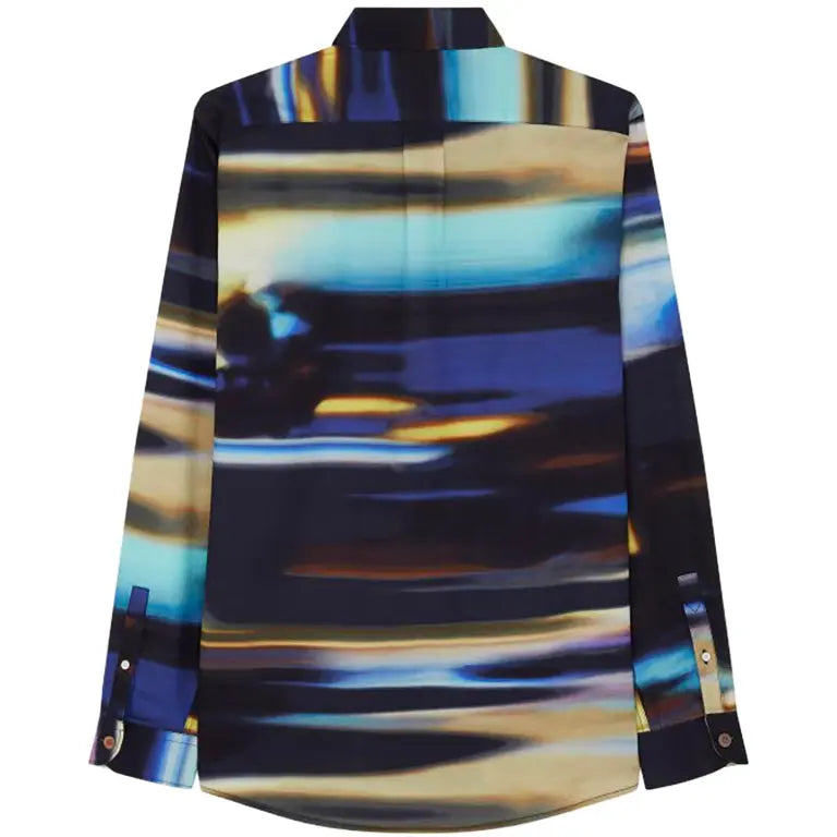 PAUL SMITH PS LYOCELL/COTTON ABSTRACT LONG SLEEVE SHIRT NAVY L RRP £145 BNWT