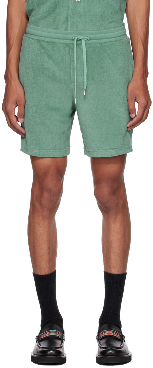 PAUL SMITH PS TERRY COTTON WEBBING TRIM DRAWSTRING SWEATSHORTS GREEN 2XL RRP £90