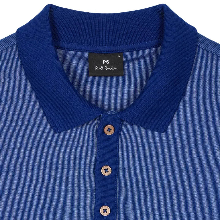 PAUL SMITH PS TEXTURED COTTON POLO SHIRT COBALT BLUE MEDIUM RRP £125 BNWT
