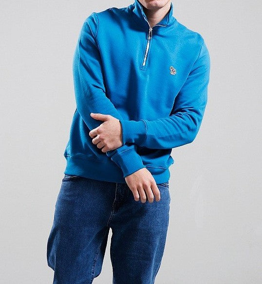 PAUL SMITH PS COTTON FLEECE QUARTER ZIP SWEATSHIRT PETROL GREEN 2XL RRP £135 NEW