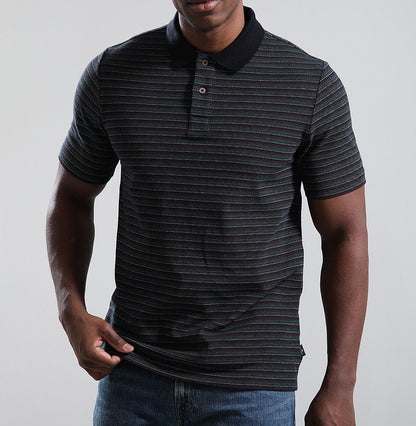 PAUL SMITH PS FINE STRIPES COTTON POLO SHIRT BLACK/MULTI COLOUR RRP £125 BNWT