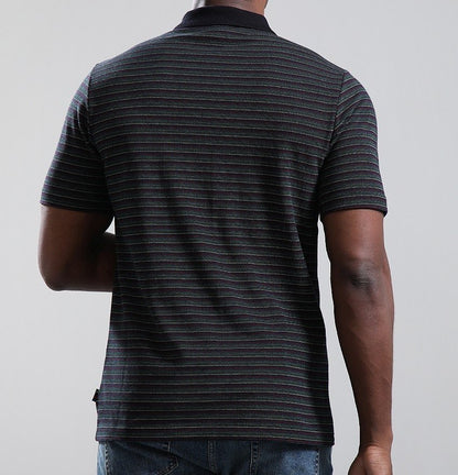 PAUL SMITH PS FINE STRIPES COTTON POLO SHIRT BLACK/MULTI COLOUR RRP £125 BNWT