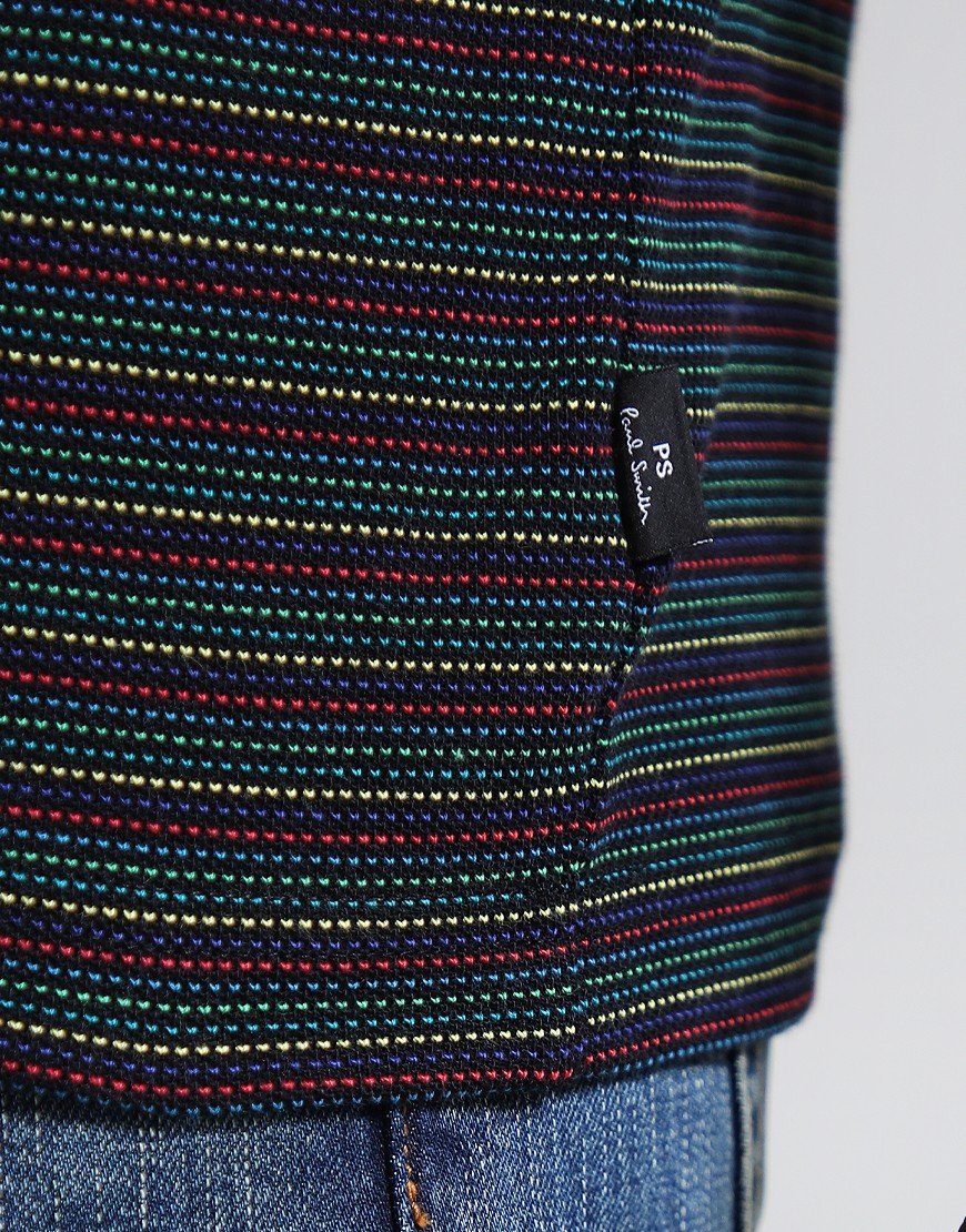PAUL SMITH PS FINE STRIPES COTTON POLO SHIRT BLACK/MULTI COLOUR RRP £125 BNWT