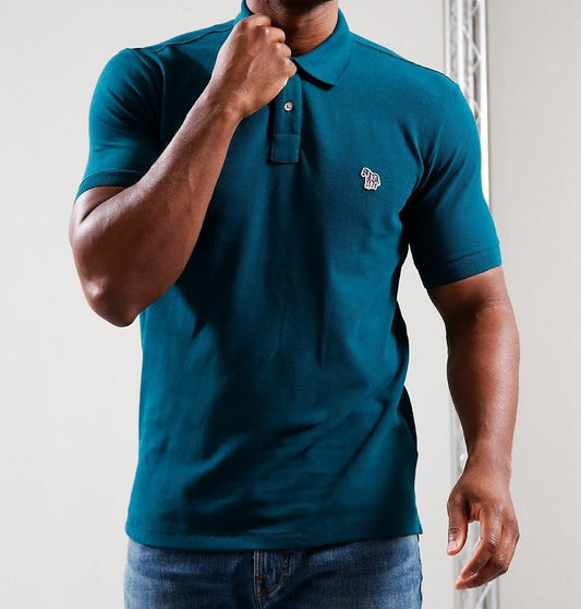 PAUL SMITH ZEBRA PIQUE COTTON POLO SHIRT INKY BLUE (48B) 2XL RRP £90 NEW