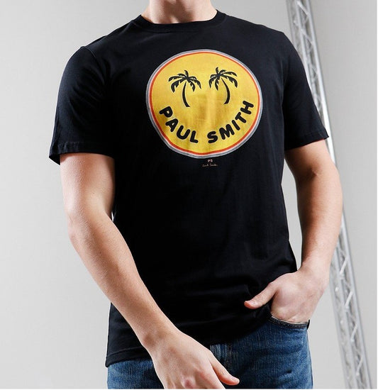 PAUL SMITH PS PALM TREES COTTON T-SHIRT BLACK LARGE RRP £75 BNWT