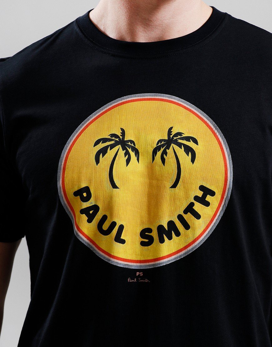 PAUL SMITH PS PALM TREES COTTON T-SHIRT BLACK LARGE RRP £75 BNWT