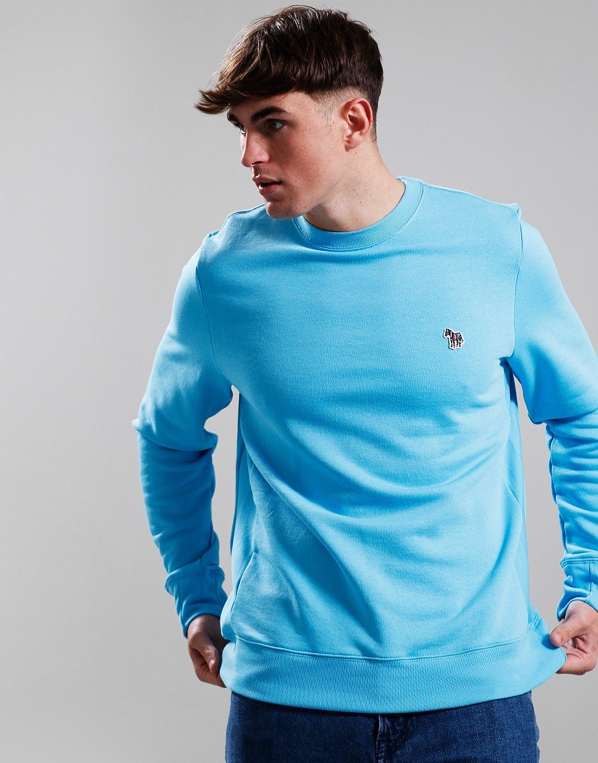 PAUL SMITH PS CREW NECK ZEBRA LOGO SWEATSHIRT TURQUIOSE BLUE RRP £120 BNWT