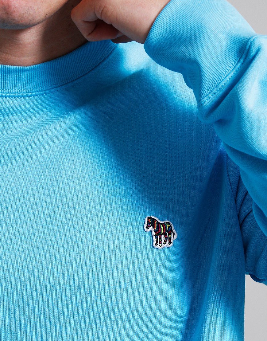 PAUL SMITH PS CREW NECK ZEBRA LOGO SWEATSHIRT TURQUIOSE BLUE RRP £120 BNWT