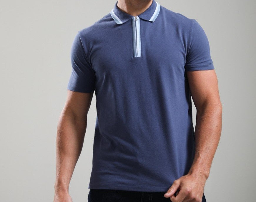 PAUL SMITH PS HALF ZIP ORGANIC COTTON POLO SHIRT BLUE 2XL RRP £100 BNWT