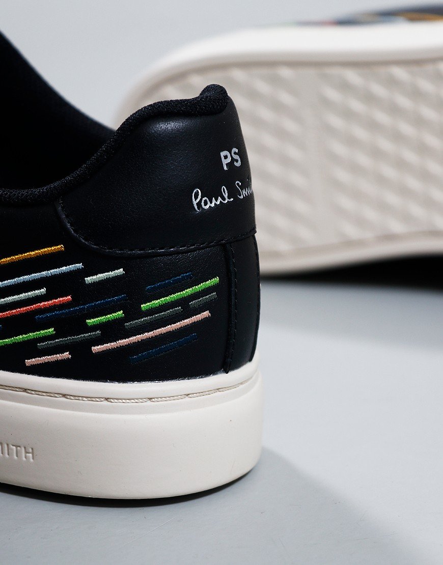 PAUL SMITH PS REX EMBROIDERY LEATHER TRAINERS BLACK SIZE UK 8 RRP £245 BNIB