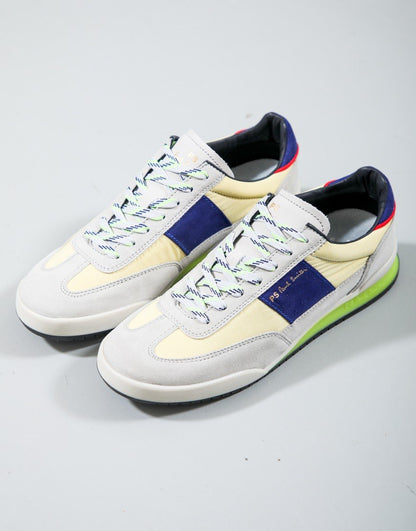 PAUL SMITH PS DOVER SUEDE & NYLON TRAINERS ACID YELLOW/BLUE UK 9 RRP £195 BNIB