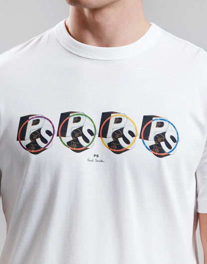 PAUL SMITH PS 3D ROW COTTON T-SHIRT OFF WHITE RRP £75 BNWT